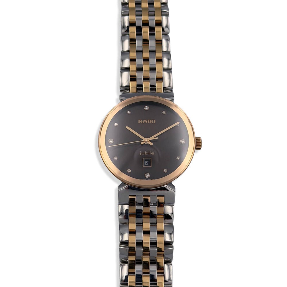 Pre-Owned Rado Florence 30mm 12 Diamonds Brown Dial Steel & Rose Gold Bracelet Watch