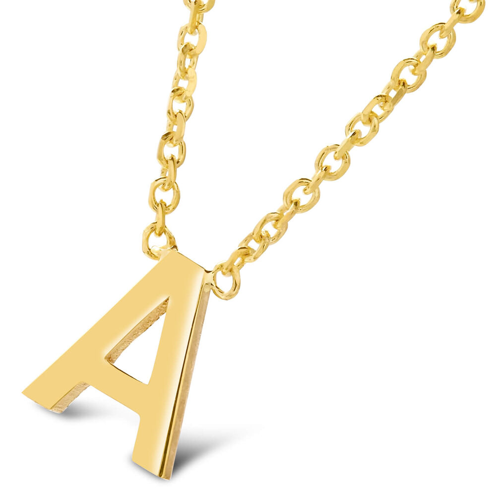 9 Carat Yellow Gold Petite Initial A Necklet (Chain Included)