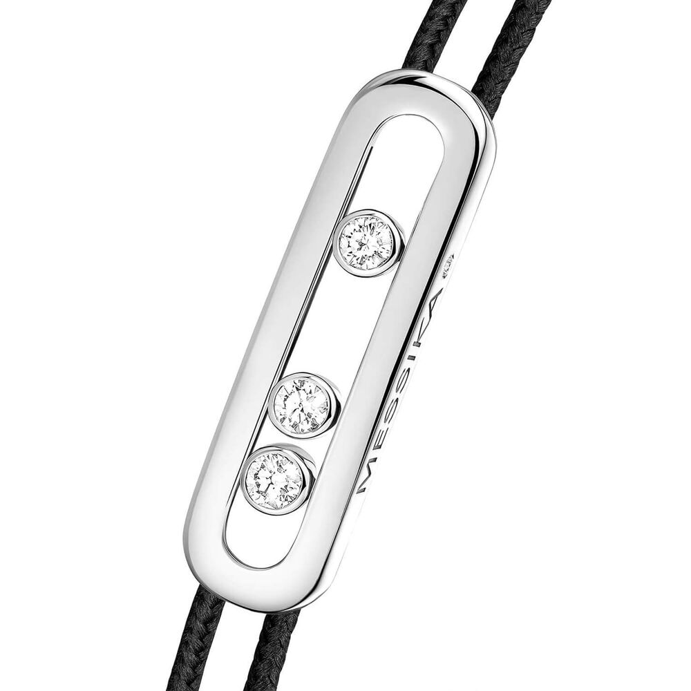 Messika Care(s) White Gold 0.09ct Diamond Black Cord Bracelet image number 2