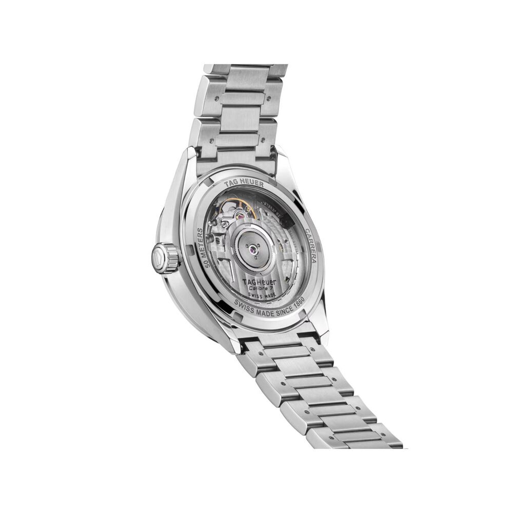TAG Heuer Carrera Date 36mm Green Dial Diamond Dots Steel Bracelet Watch image number 3