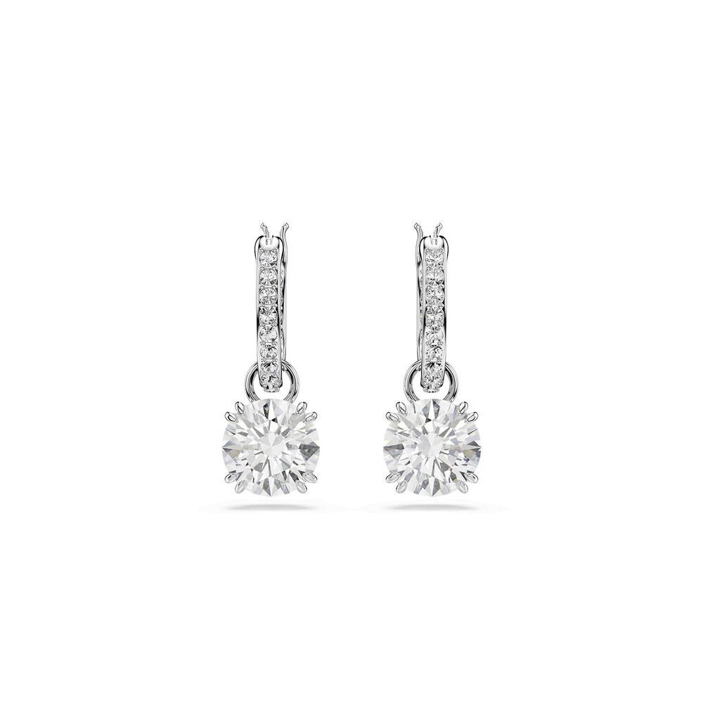 Swarovski Stilla Cubic Zirconia & Crystals Rhodium Plated Drop Earrings