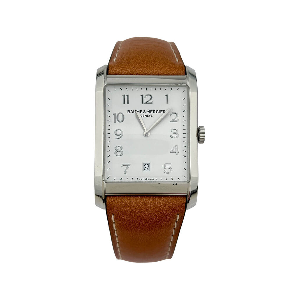 Pre-Owned Baume & Mercier Hampton 42.6x29.2mm White Dial Brown Leather Strap Watch image number 0