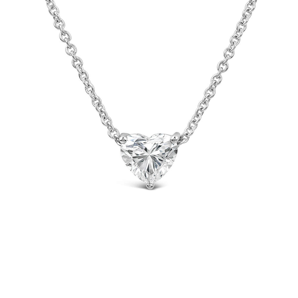 Born Classic 9ct White Gold Lab Grown 0.50ct Heart Shaped Diamond Pendant image number 0