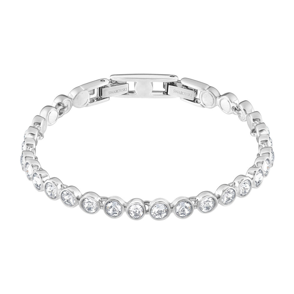 Swarovski Crystal Rhodium Plated Round Tennis Bracelet image number 0