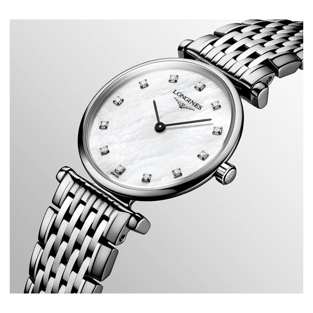 Pre-Owned Longines La Grande Classique 24mm White Mother of Pearl Steel Bracelet Watch