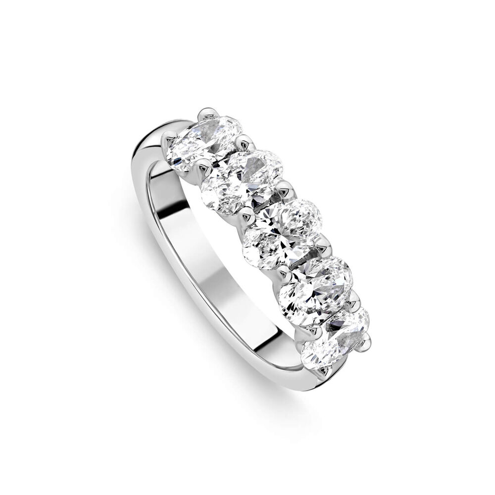 Born Platinum 1.85ct Lab Grown 5 Stone Oval Half Eternity Diamond Ring