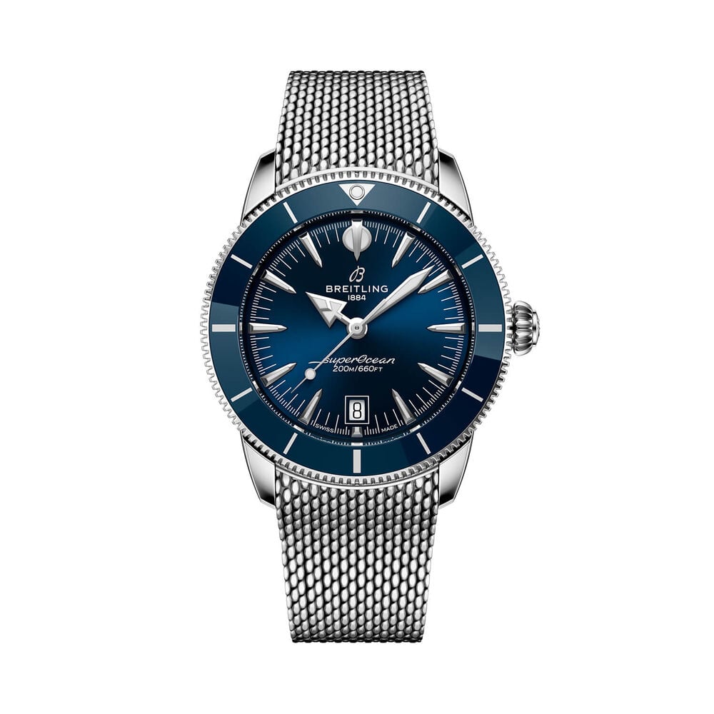 Breitling Superocean Heritage B31 Automatic 42mm Blue Dial Mesh Steel Bracelet Watch