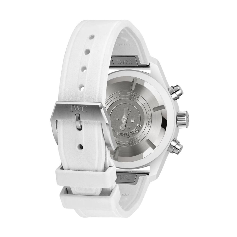 IWC Schaffhausen Pilot's Chronograph Le Petit Prince 41mm Blue Dial White Rubber Strap Watch