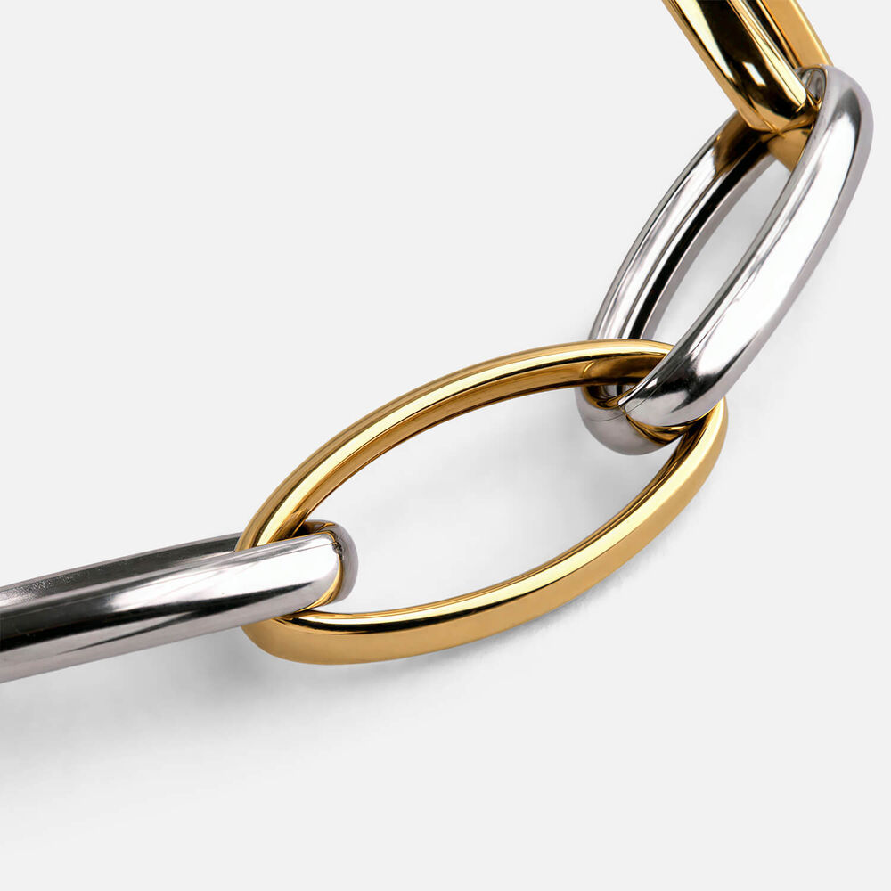 Sterling Silver Two Tone Open Oval Link Bracelet