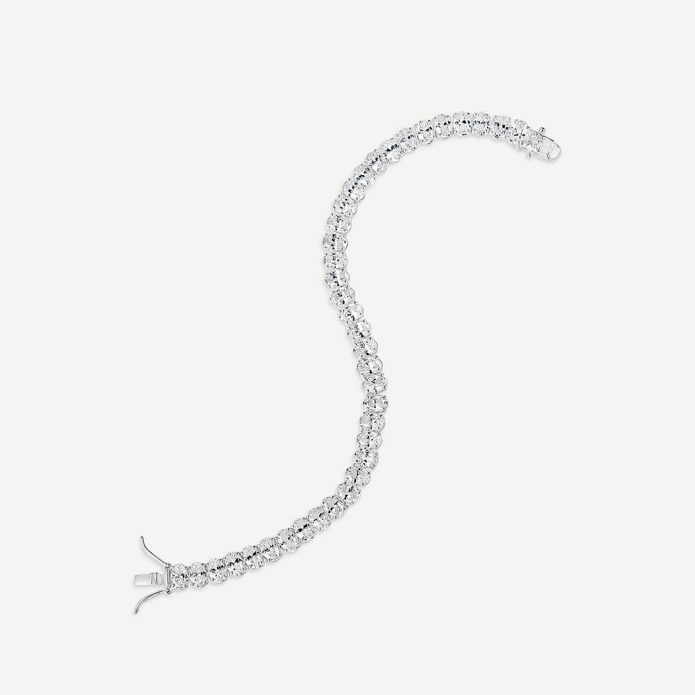 Sterling Silver Oval Cubic Zirconia Tennis Bracelet image number 4