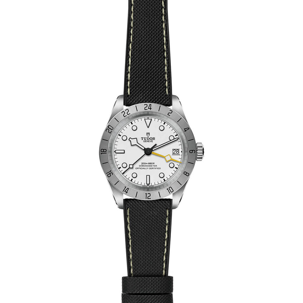 TUDOR Black Bay Pro 39mm Opaline Dial Black Hybrid Rubber & Leather Strap Watch
