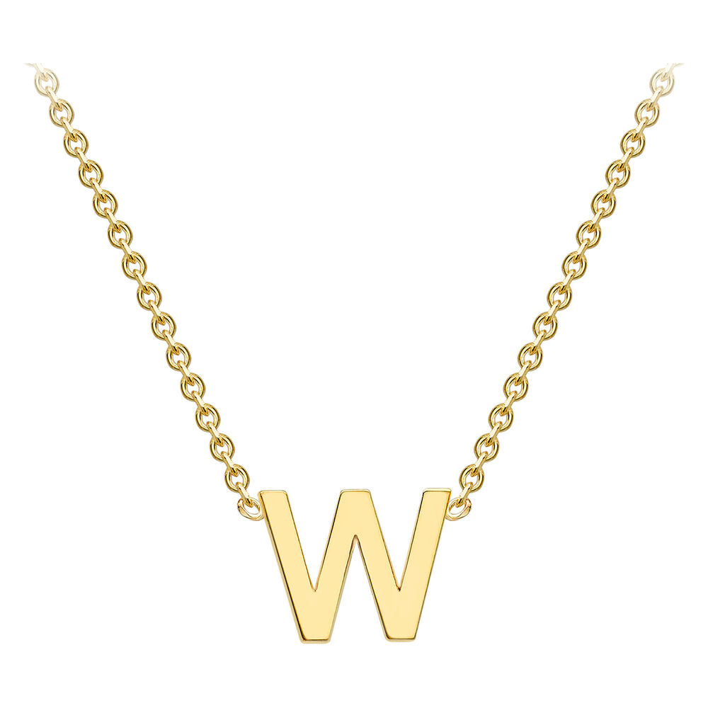 9 Carat Yellow Gold Petite Initial W Necklet image number 1