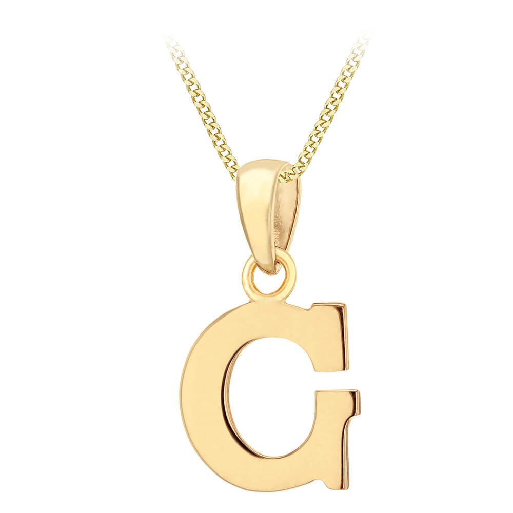 9ct Yellow Gold Plain Initial G Pendant (Special Order) (Chain Included) image number 0