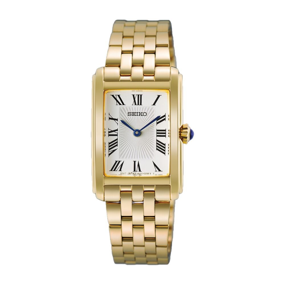 Seiko 22mm White Dial Gold Tone Stainless Steel Bracelet Watch