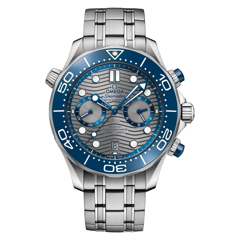 Omega Seamaster Diver 300 Chrono Grey Dial Mens Silver Bracelet Watch image number 0