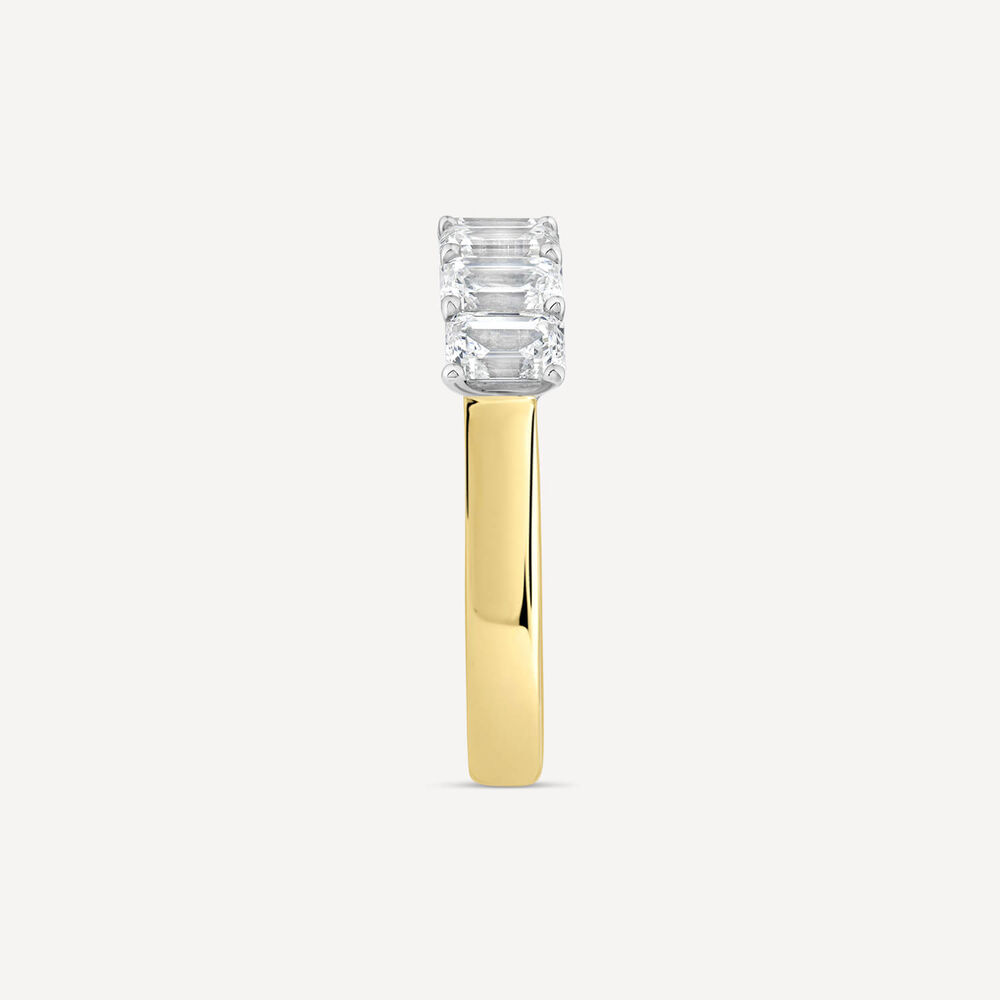 Born 18ct Yellow Gold 1.50ct Lab Grown 5 Stone Emerald Cut Half Eternity Diamond Ring image number 3