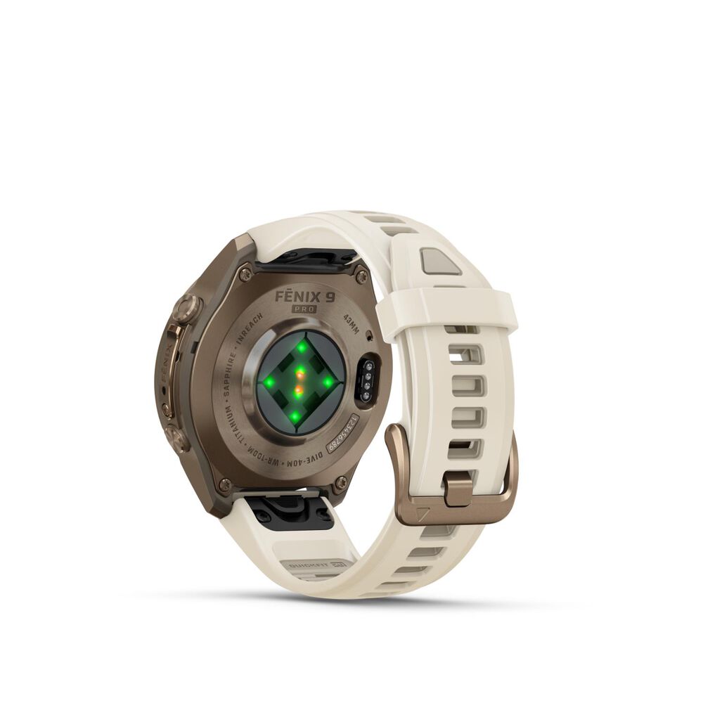 Garmin fenix 9 Pro 43mm Autumn Gold Titanium Cream/French Grey Silicone Strap Watch