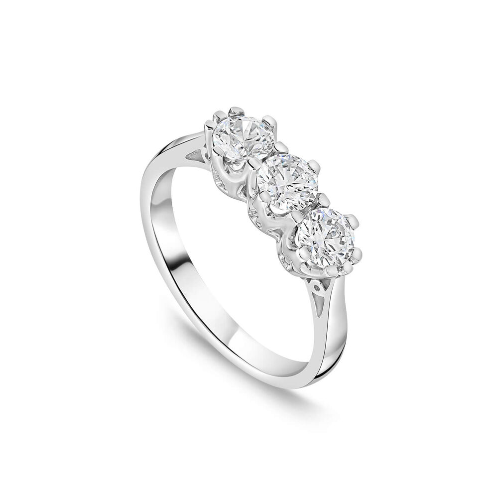 18ct White Gold 1ct 3 Stone Diamond Ring image number 0