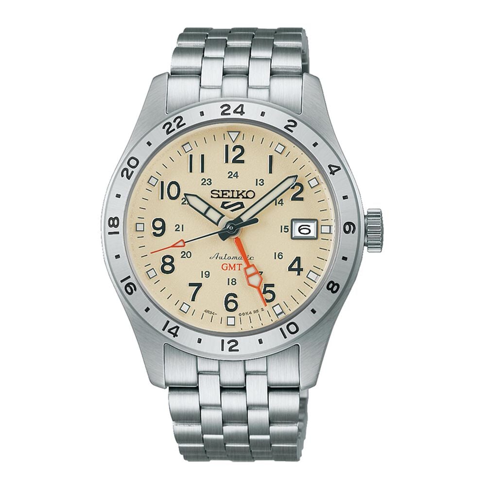 Seiko 5 Sports Field GMT Desert Sand 39.4mm Steel Case & Bracelet Watch