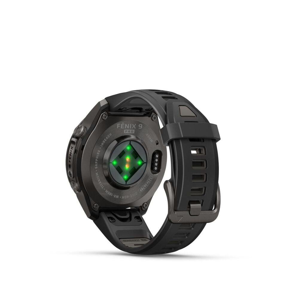 Garmin fenix 9 Pro 43mm Carbon Gray DLC Titanium Black/Pebble Grey Silicone Strap Watch