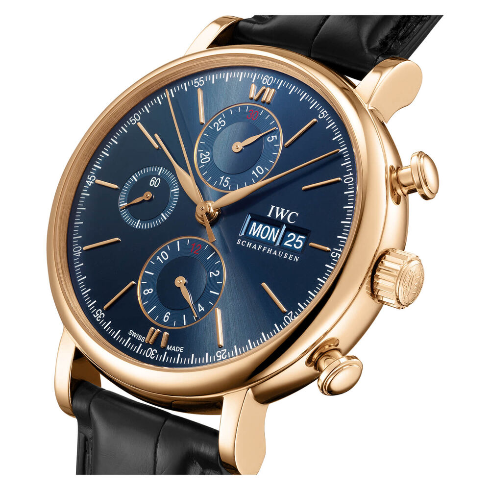 IWC Schaffhausen Portofino Chronograph Blue Dial Black Strap Watch image number 1