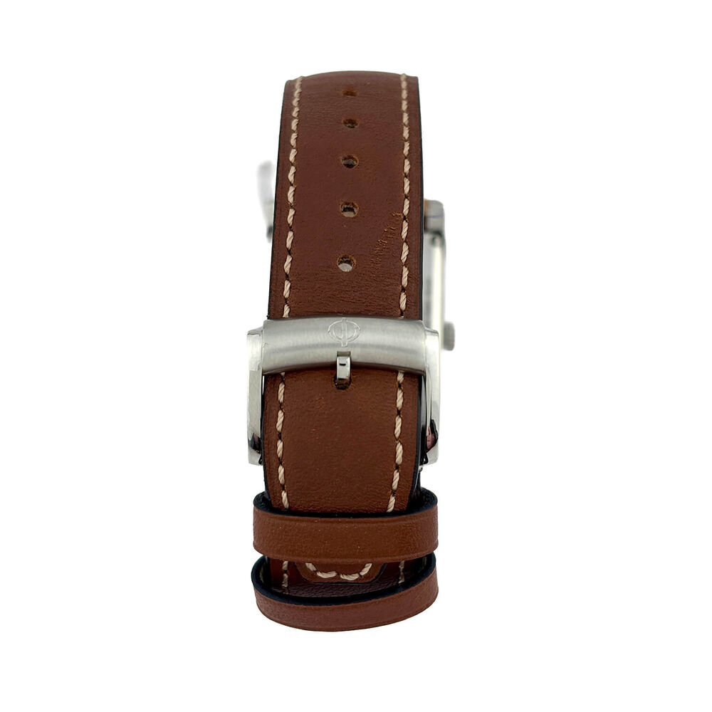 Pre-Owned Baume & Mercier Hampton 42.6x29.2mm White Dial Brown Leather Strap Watch image number 3
