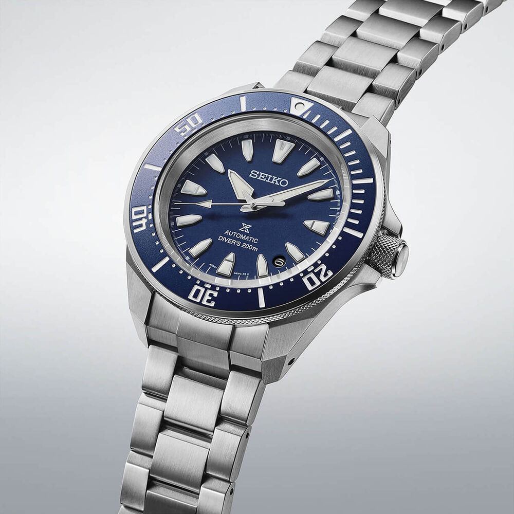 Seiko Prospex 4R Compact Mechanical Diver's Cobalt Blue 41.7mm Dial Steel Bracelet Watch image number 2