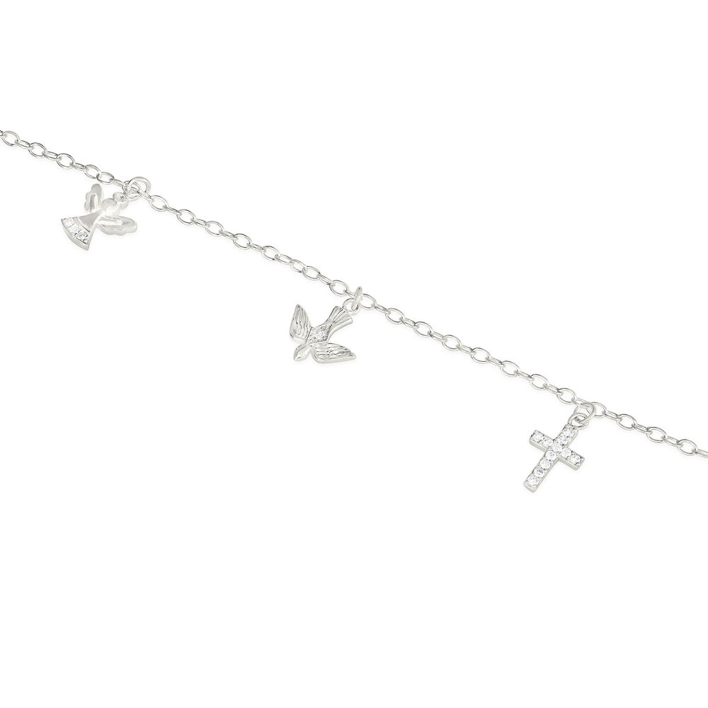Sterling Silver Angel Dove Cross Bracelet image number 1
