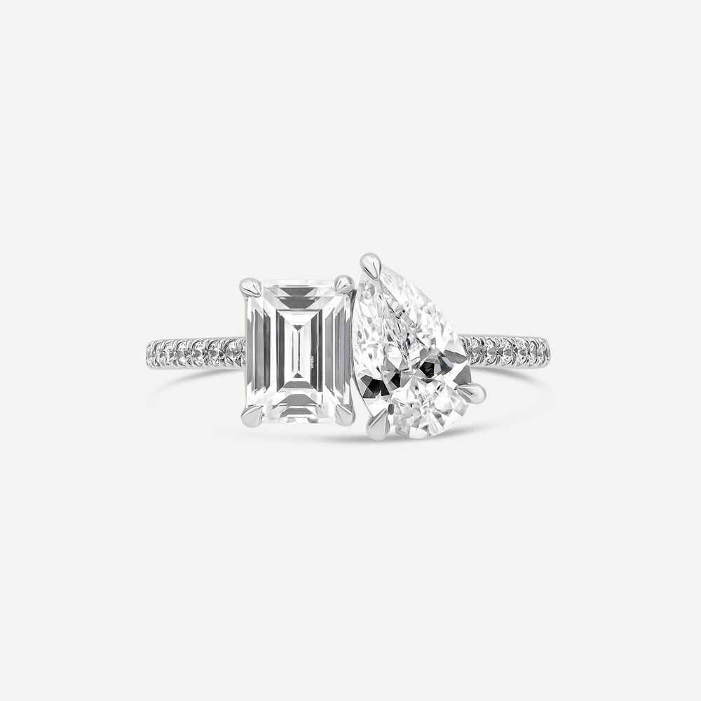 Born Platinum Toi Et Moi 2.15ct Lab Grown Pear & Emerald Diamond Ring