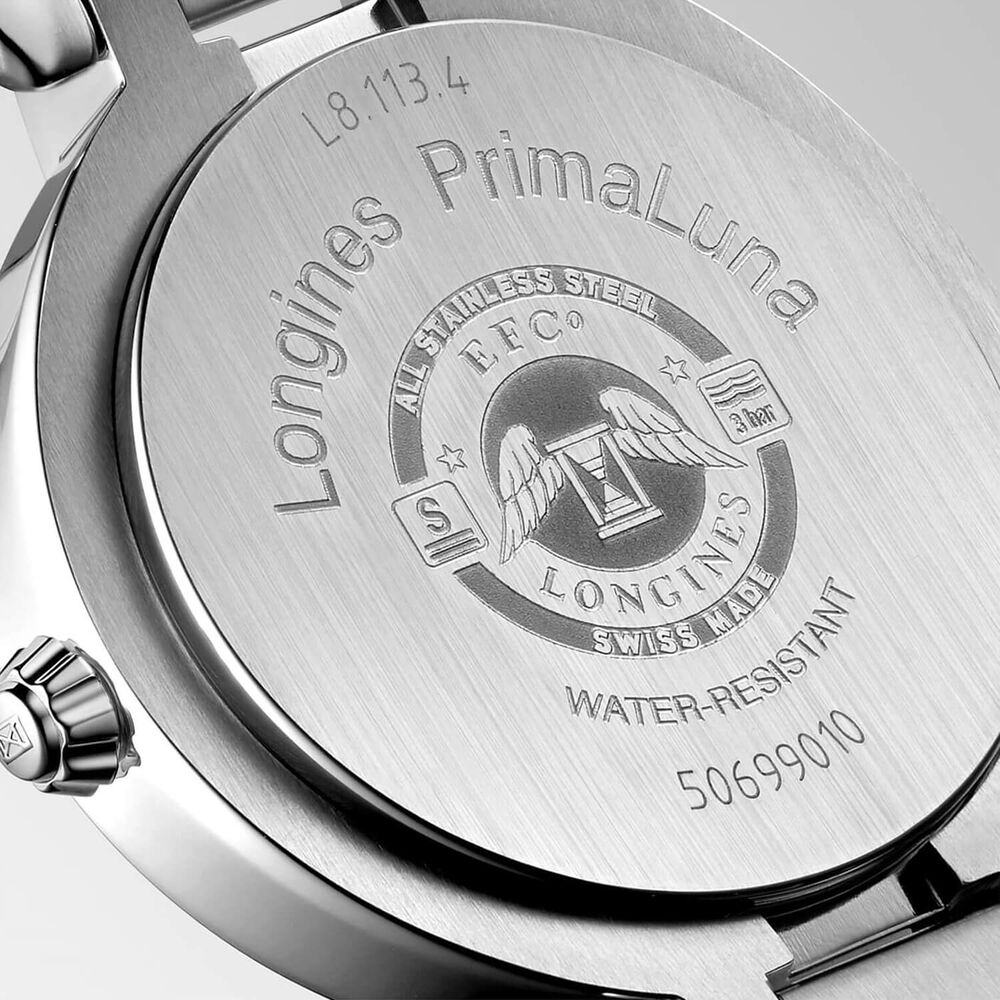 Longines Primaluna 30mm Blue Dial Diamond Dot Steel Bracelet Watch image number 5