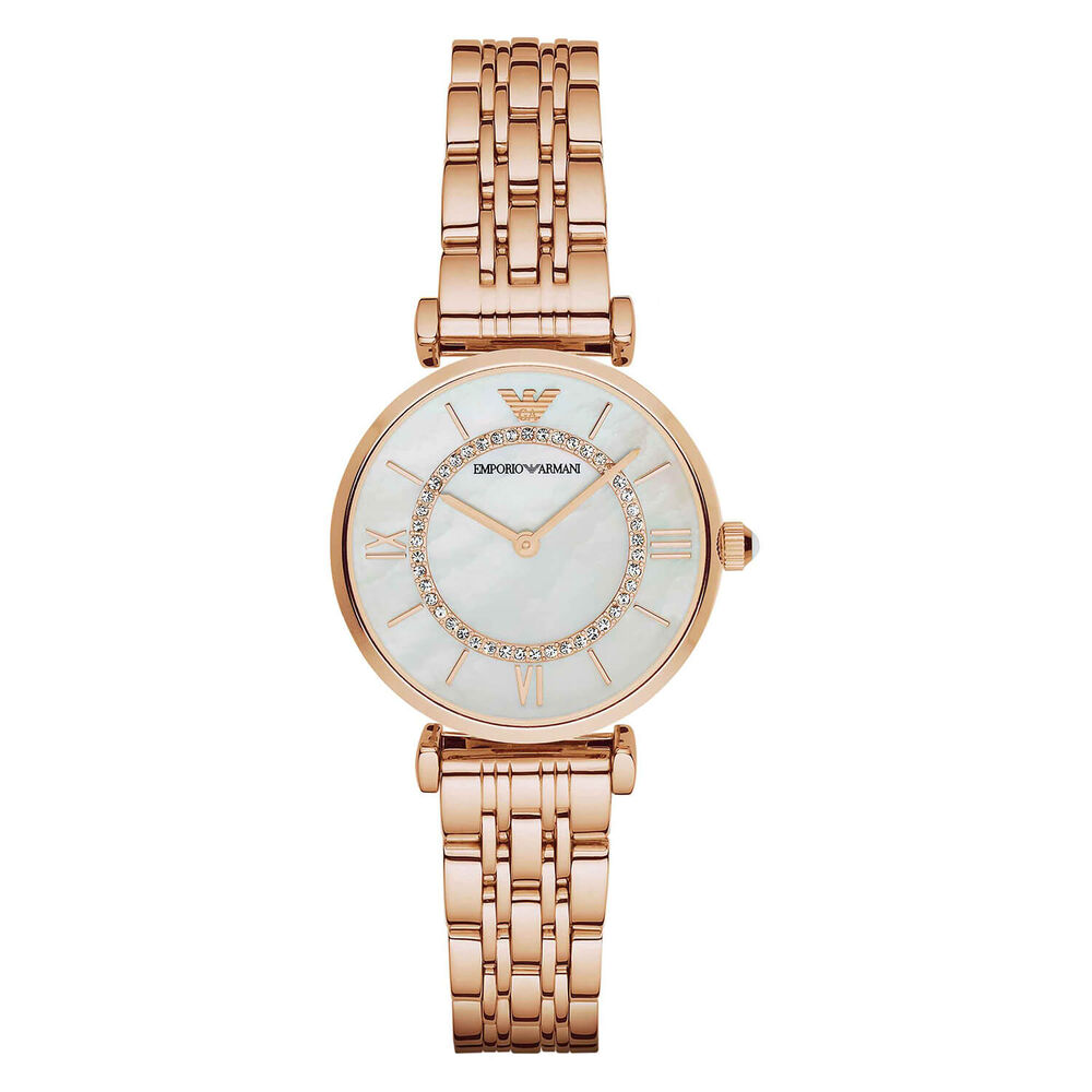 Emporio Armani ladies' cubic zirconia rose gold-tone bracelet watch