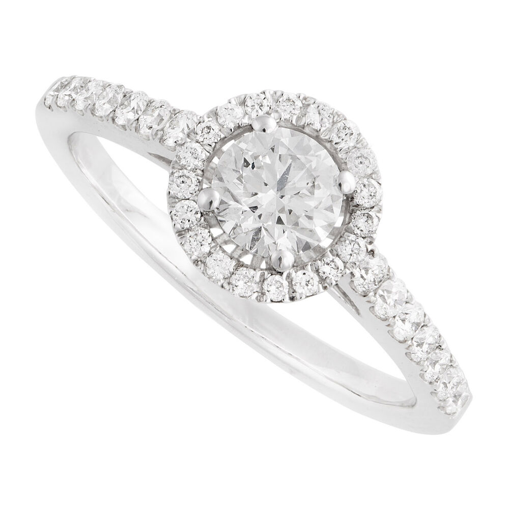 Platinum 0.75 carat diamond halo ring