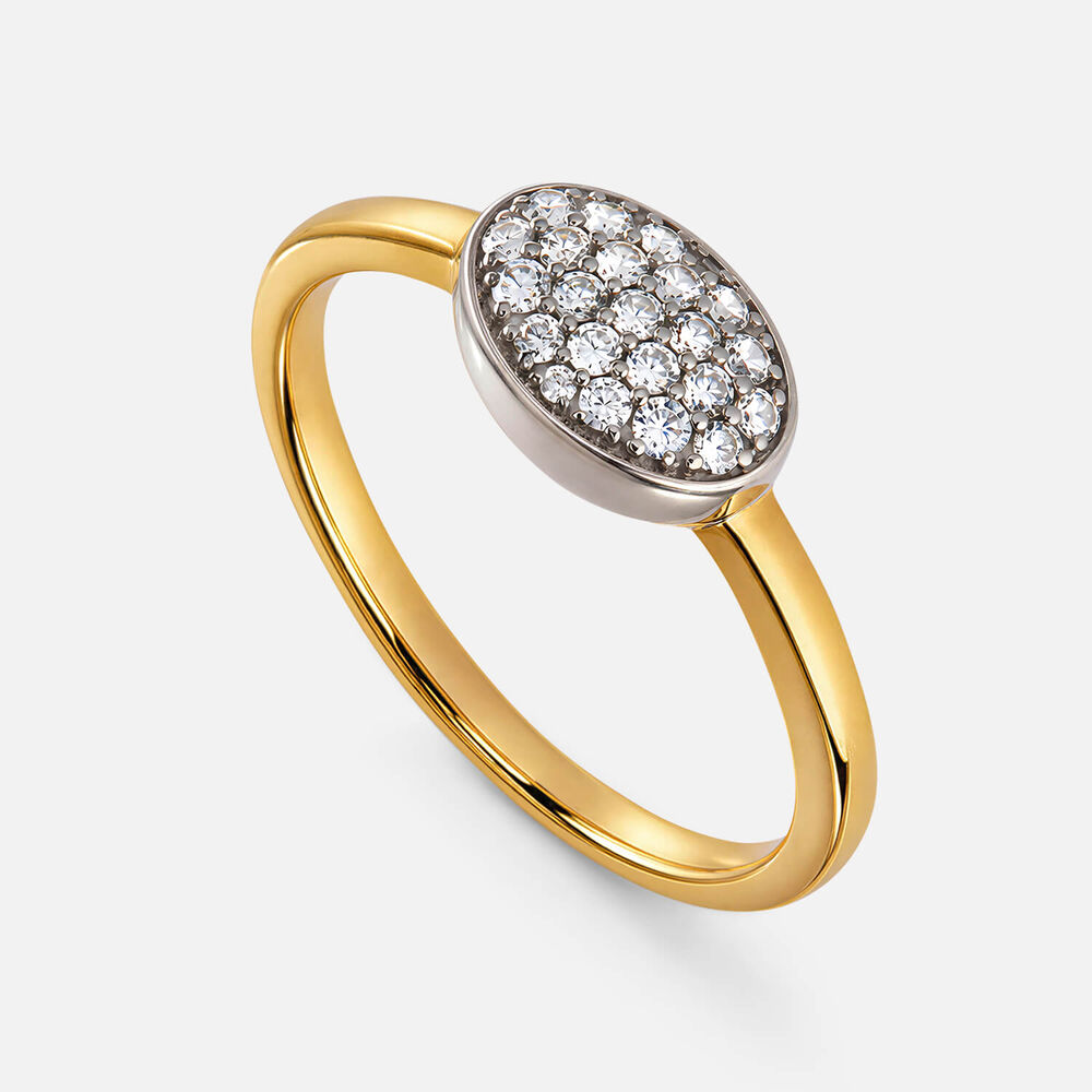 9ct Yellow Gold 0.15ct Bezel Set Oval Pave Diamond Ring