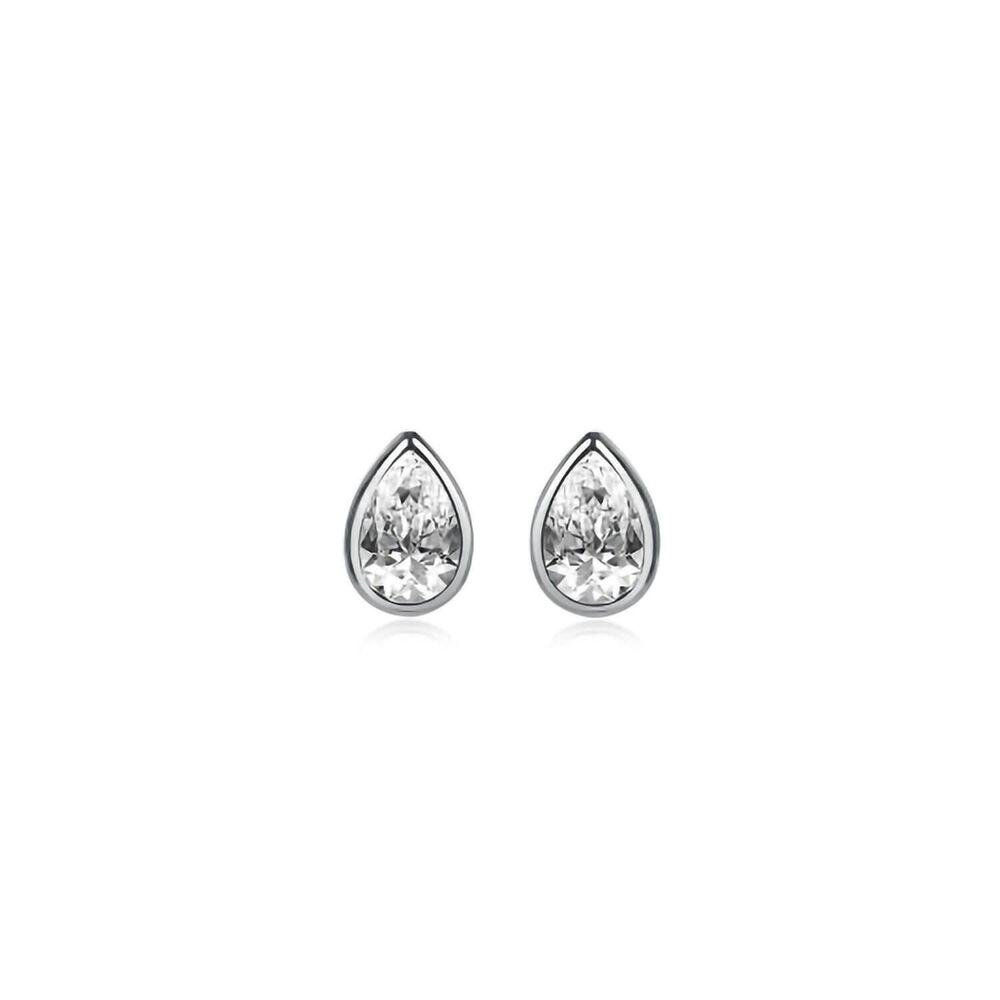 CARAT* London Danu Cubic Zirconia White Gold Plated Stud Earrings
