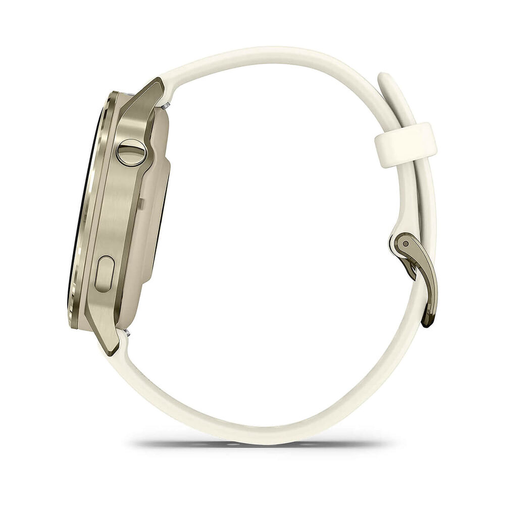 Garmin Venu 4 41mm Lunar Gold Bezel Bone Silicone Strap Watch image number 3