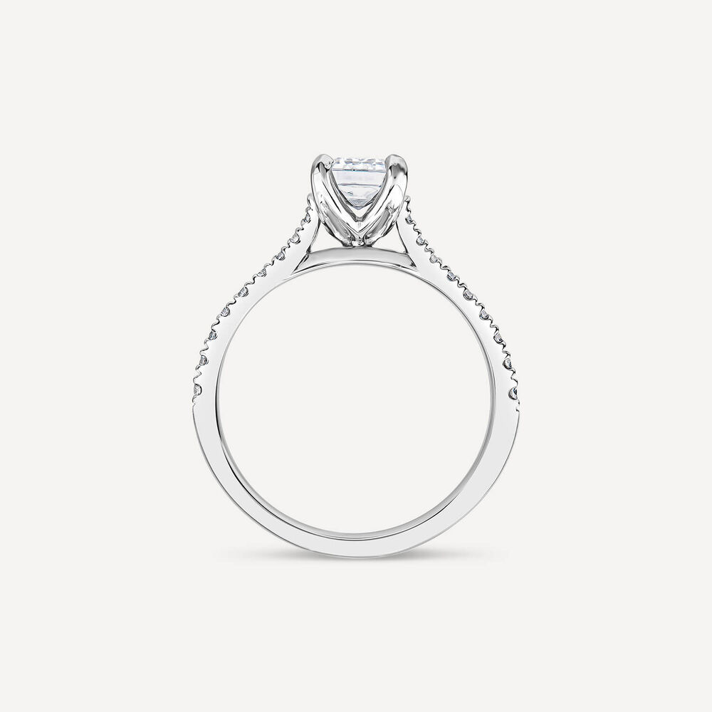 Born Platinum 1.20ct Lab Grown Emerald Cut & Diamond Sides Ring image number 3