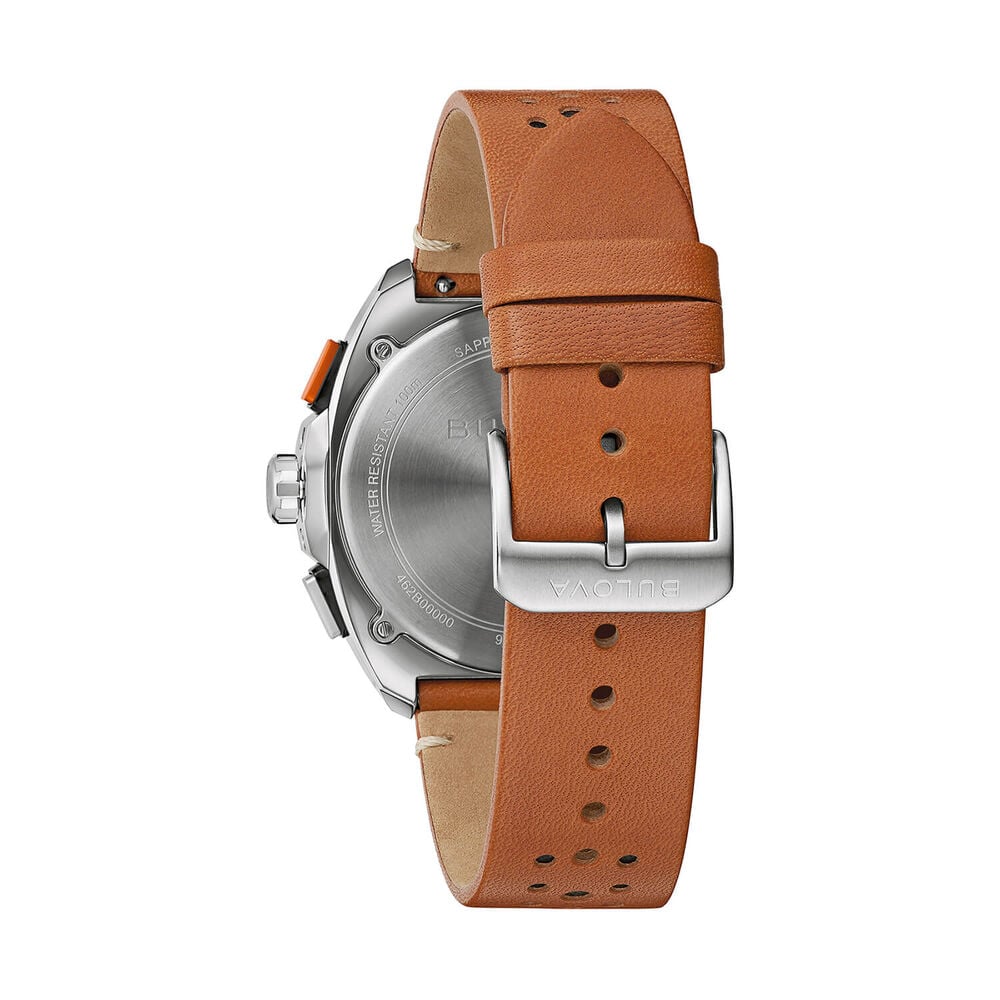 Bulova Racer Chronograph 42mm Black Dial Brown Leather Strap Watch image number 1