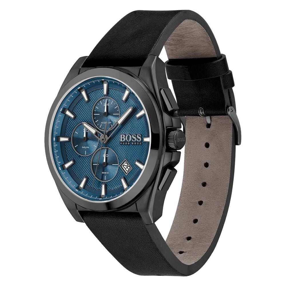 BOSS Grandmaster Lux 46mm Blue Dial PVD Case Rubber Strap Watch