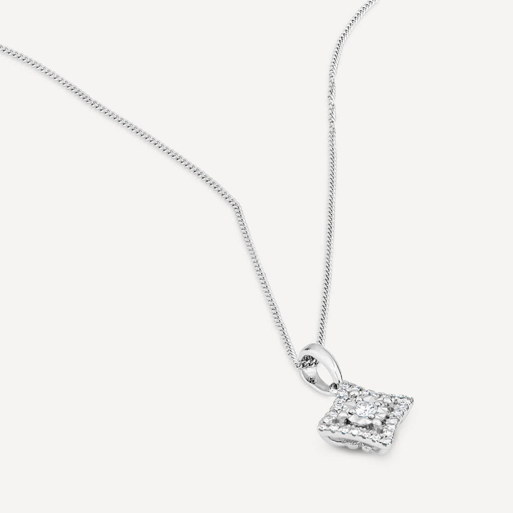 9ct White Gold Illusion Diamond NSEW Shaped Pendant image number 2
