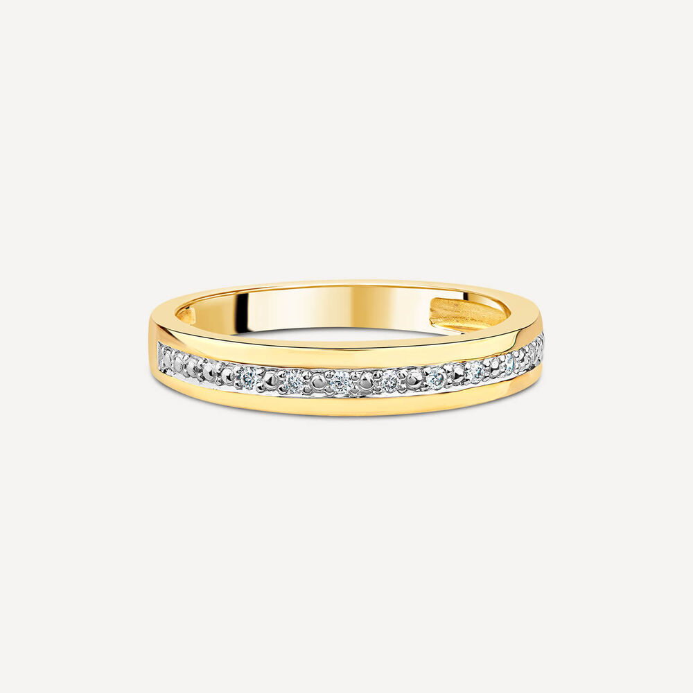 9ct Yellow Gold Illusion 0.04ct Wedding Ring image number 2
