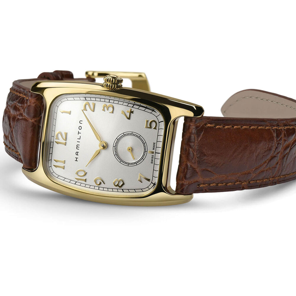 Hamilton American Classic Boulton  Quartz 27mm x 31,6mm White Dial Brown Leather Strap Watch image number 3