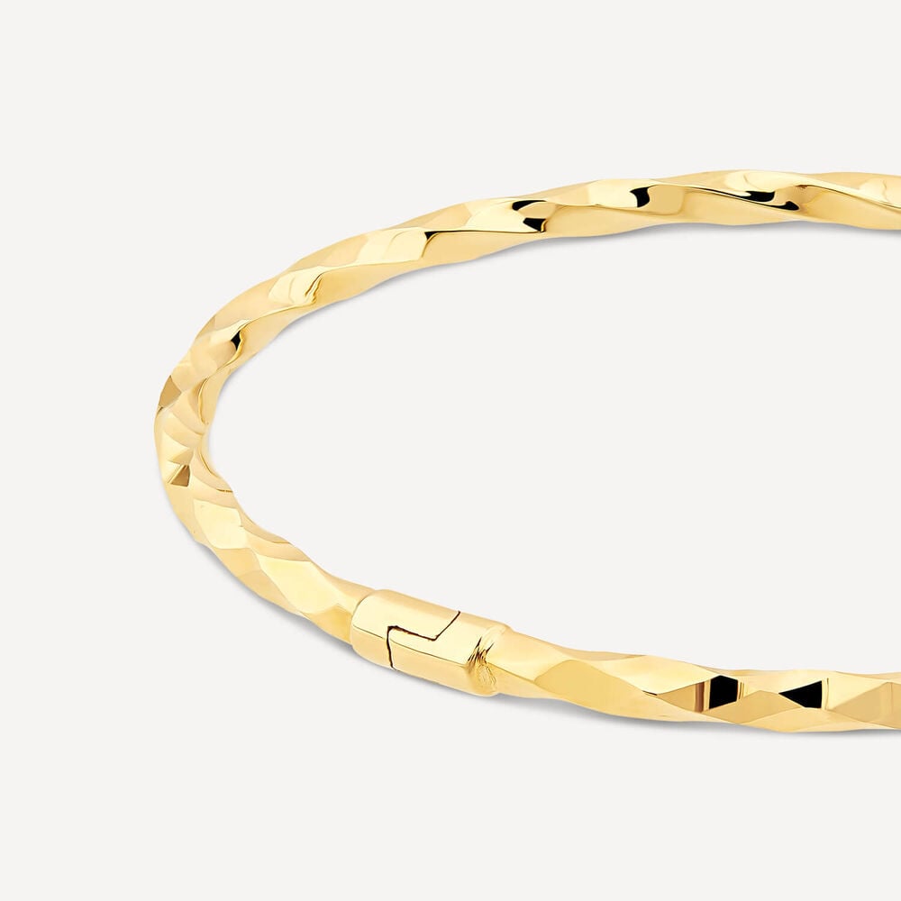 9ct Yellow Gold D Cut Twist Bangle image number 2