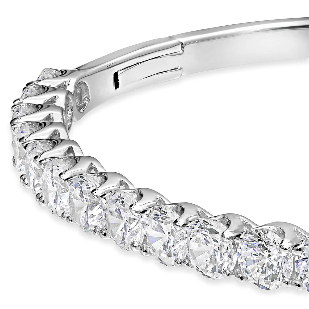 Sterling Silver Round Cubic Zirconia Claw Set Bangle