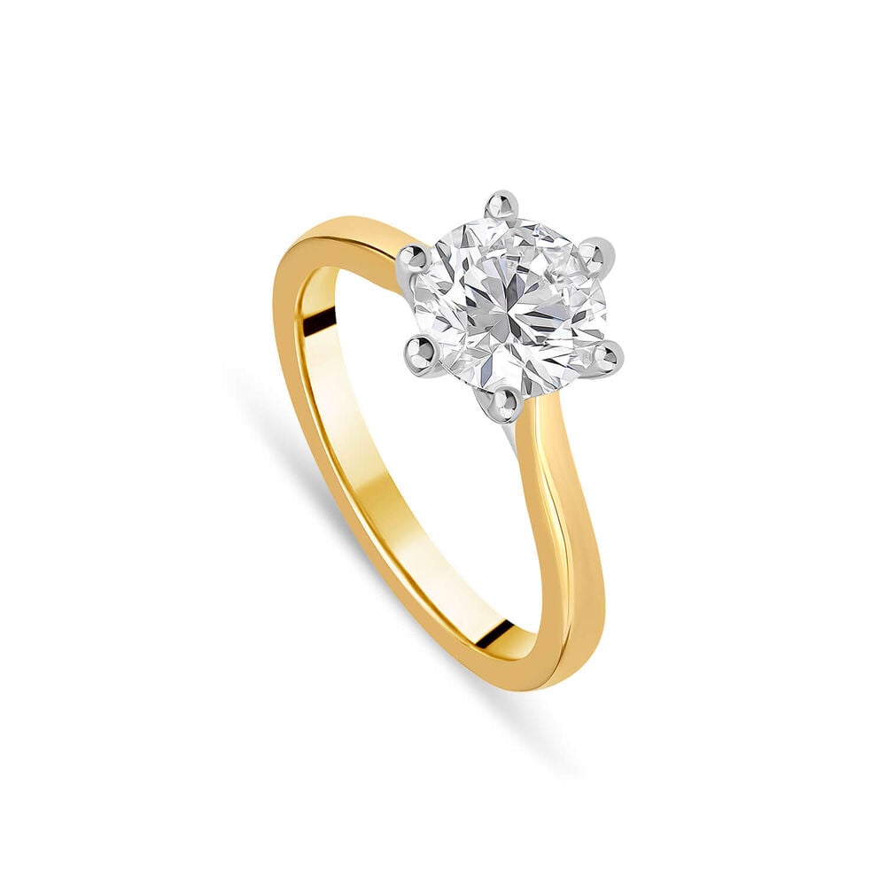 Born 18ct Yellow Gold 1.50ct Round Lab Grown Diamond 6 Claw Set Solitaire Ring