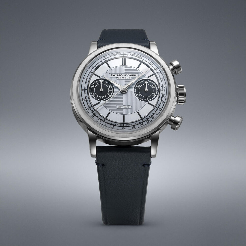 Raymond Weil Millesime Jubilee Limited Edition 39mm Silver Dial Leather Strap Chronograph Watch