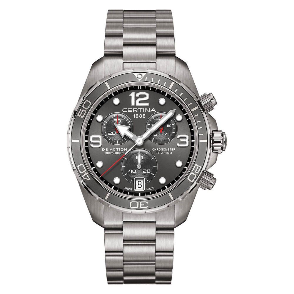 Certina Aqua Quartz 43mm Grey Chronograph Titan Case Bracelet Watch