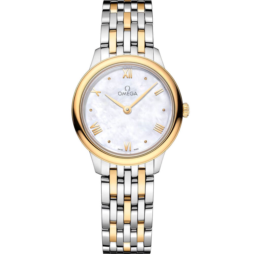 OMEGA De Ville Prestige 27.5mm Mother of Pearl Dial Steel & Gold Bracelet Watch