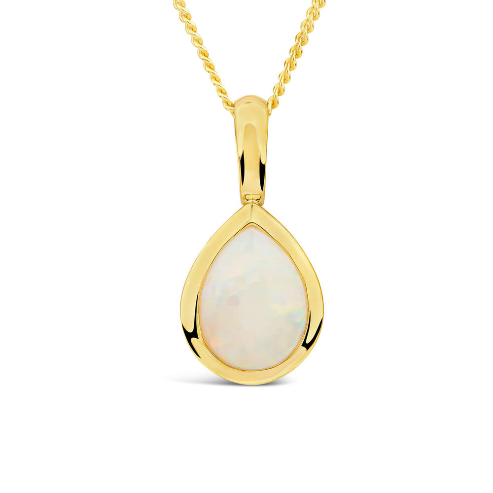 9ct Yellow Gold Teardrop Opal Gold Frame Pendant image number 0
