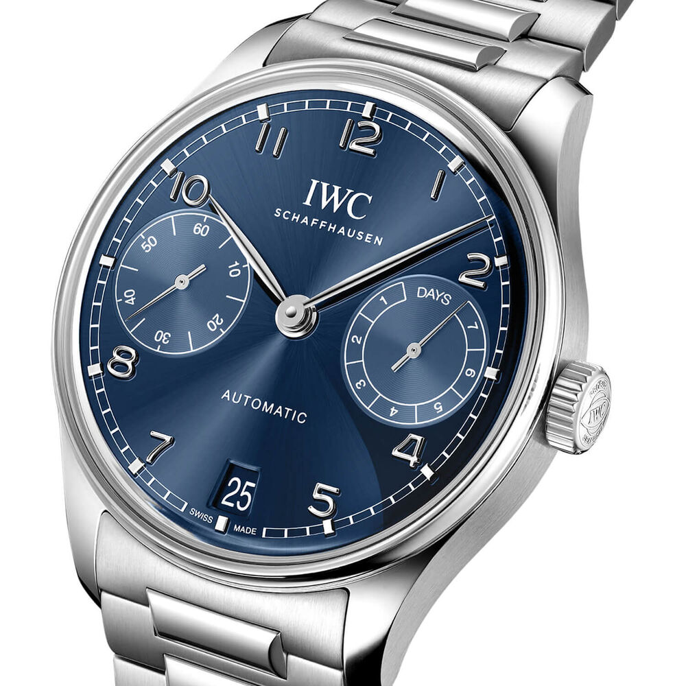 IWC Schaffhausen Portugieser Automatic 42 Blue Dial Steel Bracelet Watch image number 1