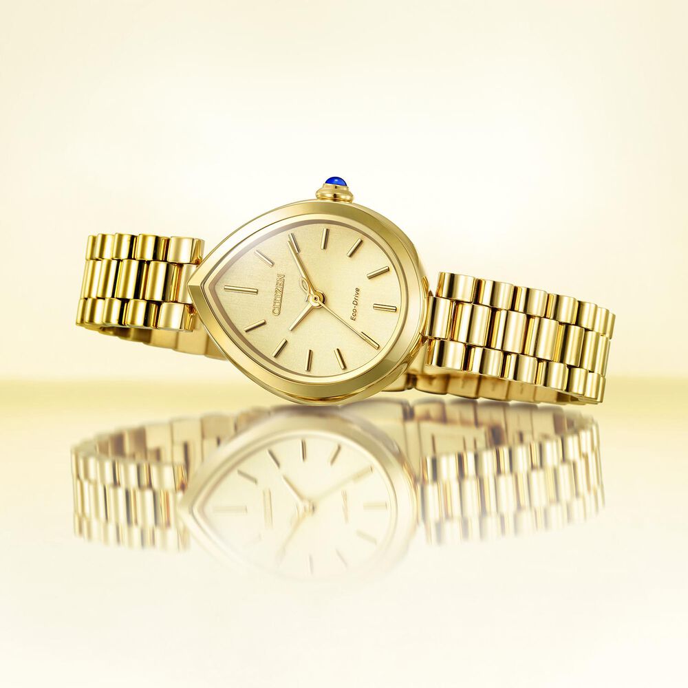 Citizen L Rainell 26x31mm Gold Dial & Gold Tone Steel Bracelet Watch image number 4